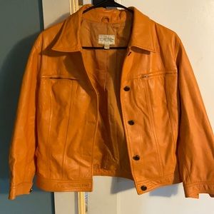 Cache orange leather coat